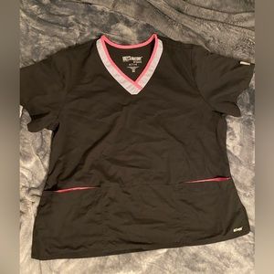 Grey’s Anatomy scrub top black with pink accent 3x